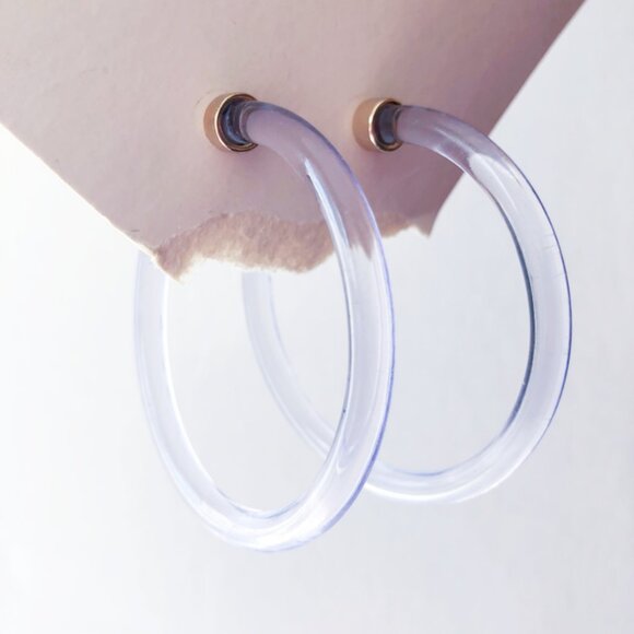 Pomina Jewelry - Blue Lucite Hoop Earrings